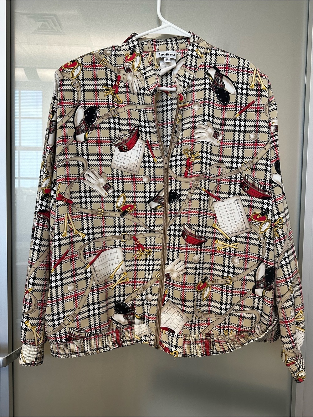 vintage 1990s TeeTime plaid golf-plaid zip bomber jacket LP and Shorts size 10